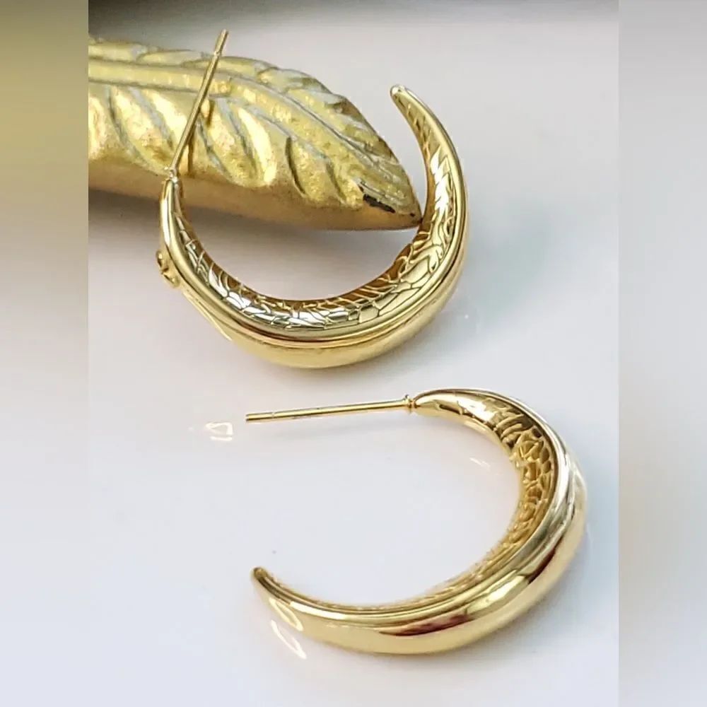 Anthro Etched Hoop Earrings